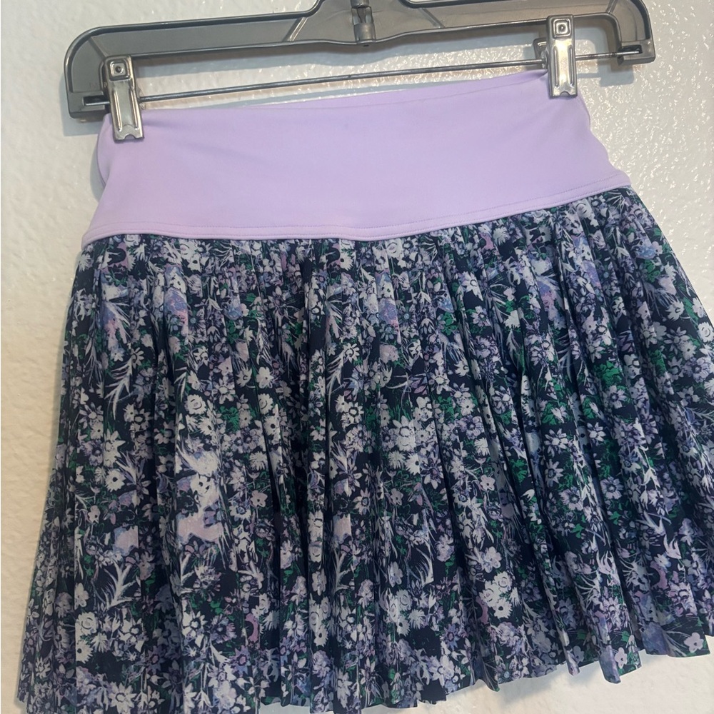 Aerie Floral Skater Skirt in Purple and navy